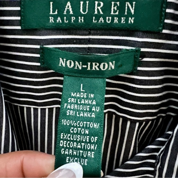 Lauren Ralph Lauren Non Iron Striped Cotton Button Up Shirt SZ L - Picture 5 of 5